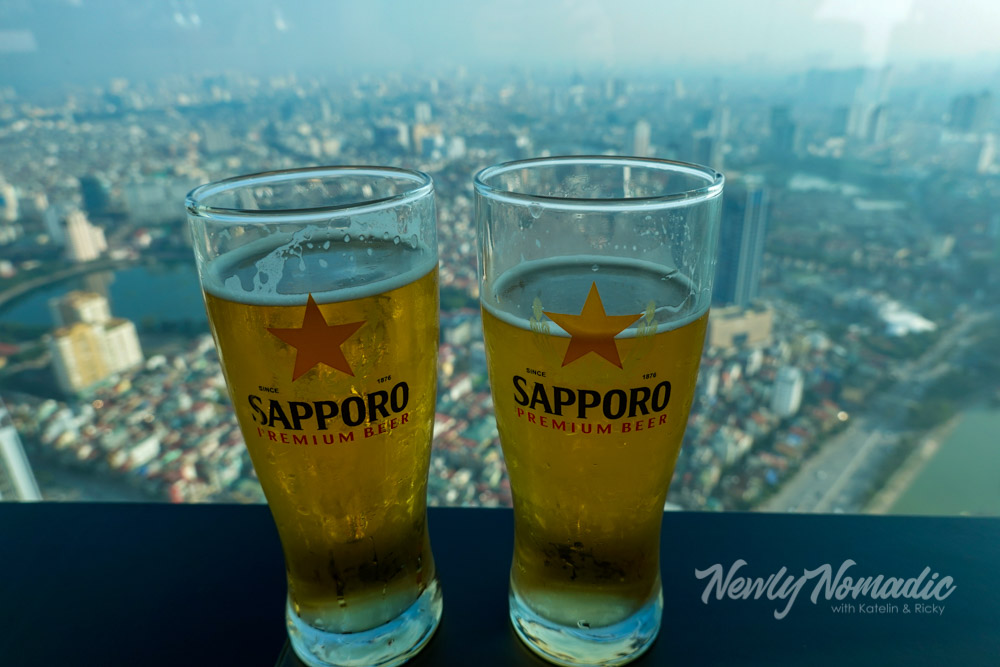 Delicious beer with the best views of Hanoi from the observation deck.