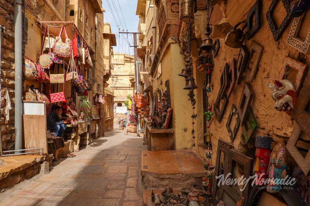 Checking out the shops in Jaisalmer, India.