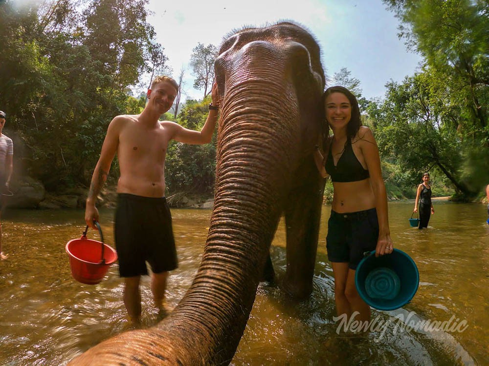 We got to splash around with the elephants after our hike and it was such a fun way to cool down and our day.