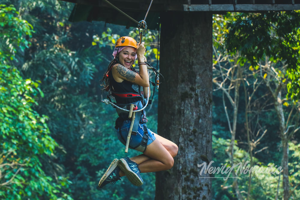 Katelin Ziplining through the Jungle in Thailand.