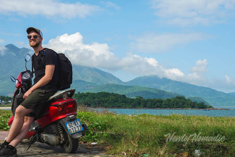 Ricky on a motorbike in Da Nang, Vietnam.